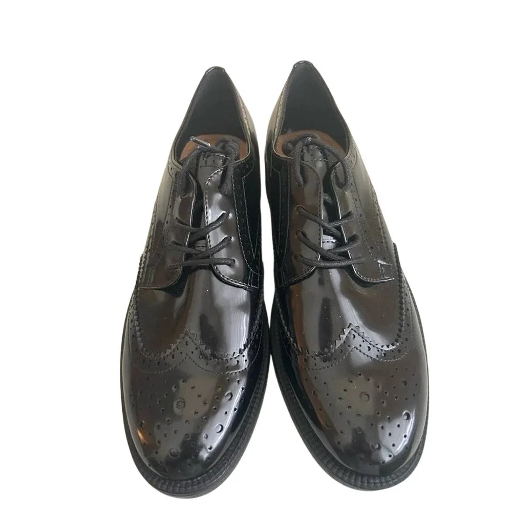 Nine West Studey Black Patent Wingtip Brogue Oxfords WNSTUDEY3 Womens 8M